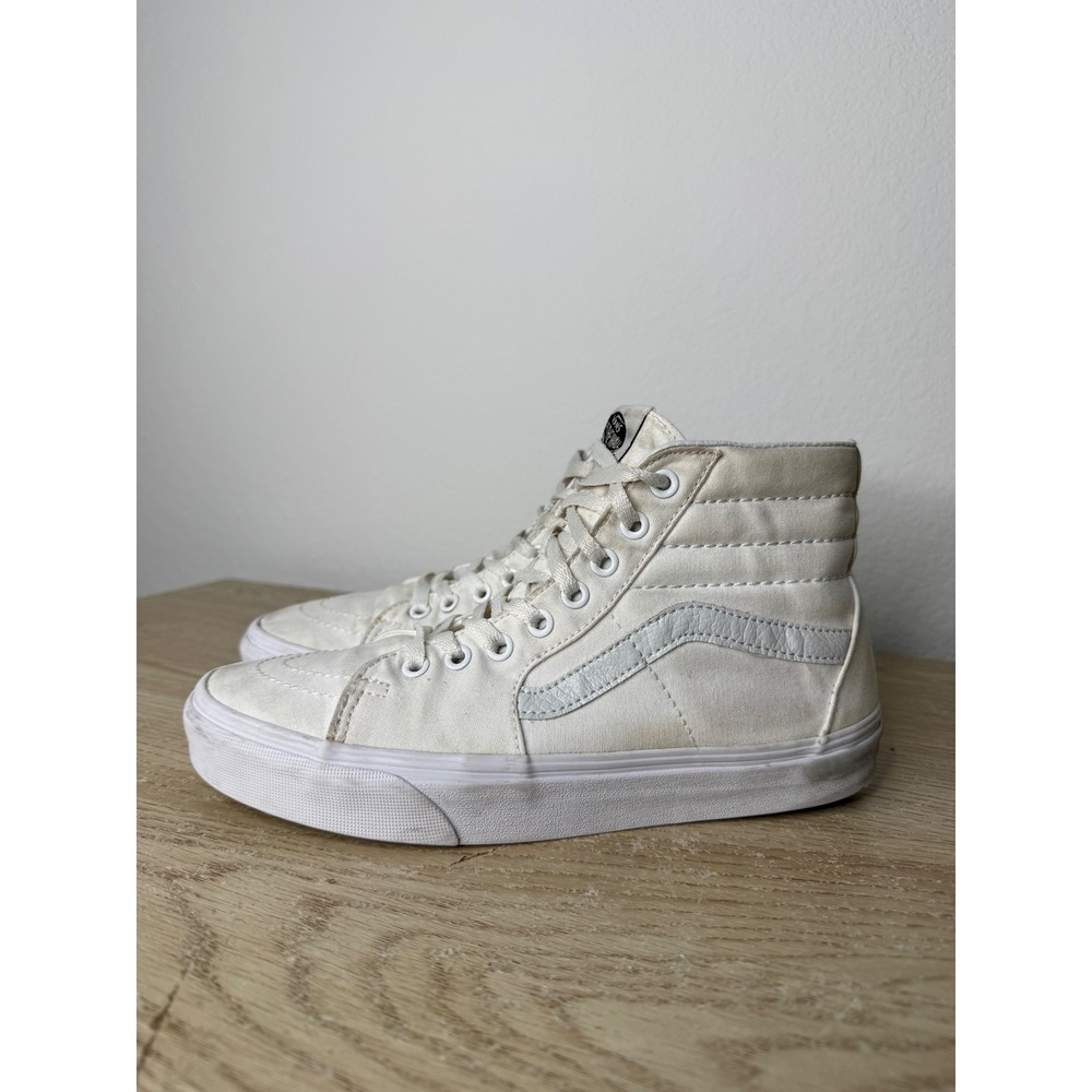 Vans Sk8-Hi High Top Sneakers Triple White Canvas Mens 7.5 Womens 9 Grunge Skate